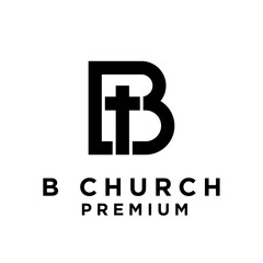 B Church Premium Logo with Integrated Christian Cross Design