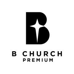 Letter B Church Logo with Star Cross Symbol in Negative Space