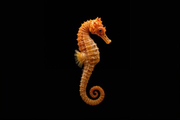Black backdrop featuring a seahorse