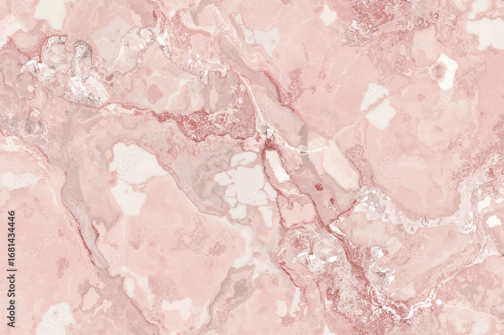Poster continuous pink marble pattern mixed with quartz elements. geological background.