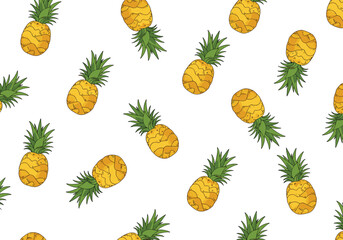 Fresh ripe pineapples tropical fruit sweet refreshing summer pattern background design