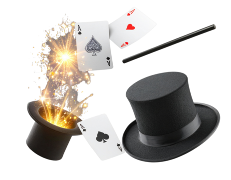 Isometric Magic Card Trick Elements, isolated transparent background png