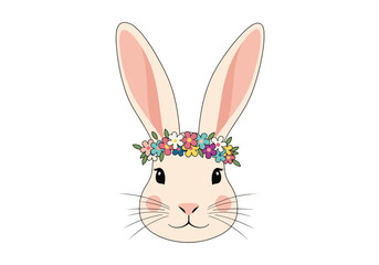 Fototapeta premium Charming easter bunny adorned with delicate spring flower crown ready for celebration