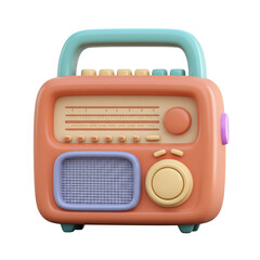 Fototapeta premium Pastel Colored Retro Radio with Turquoise Handle and Transparent Background Isolated for Audio Entertainment