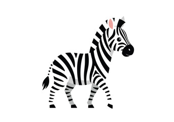 Fototapeta premium An adorable cartoon zebra walking gracefully in a field of green grass