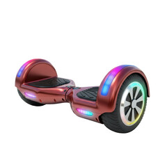 Red Hoverboard on Transparent Background Self Balancing Electric Scooter with Colorful Lights and Wheels