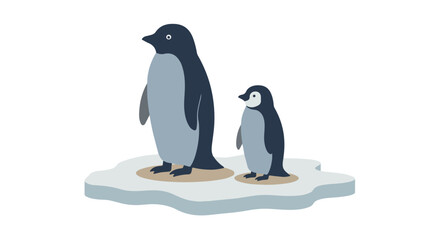 Obraz premium Penguins standing together on ice in Antarctica(Illustration)