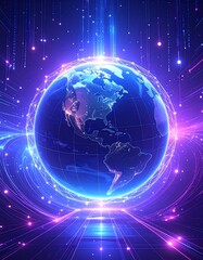 Fototapeta premium Digital Earth with glowing effect