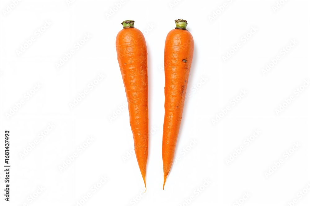 Poster two segments of carrot displayed separately against a white backdrop, with clipping path