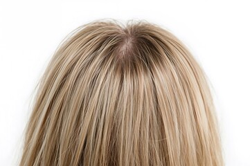 Naklejka premium Two sections of chopped blonde hair on a white backdrop with room for text