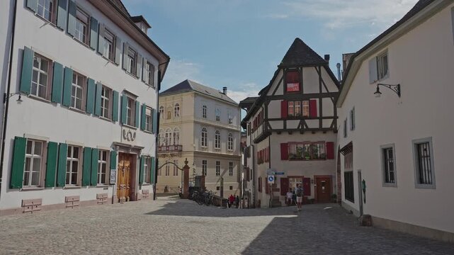 Picturesque view of a small square in Basel&rsquo;s Old Town,Basel, Switzerland, on July 25, 2025.