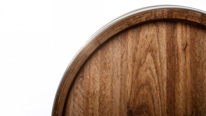 Fototapeta premium Isolated wooden cask on a plain white backdrop.
