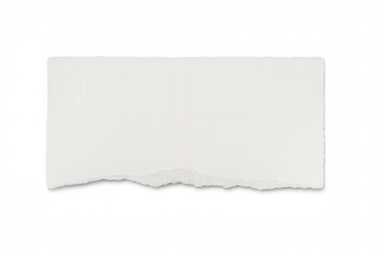 Blank white torn paper edge revealing transparent background, offering clean minimalist design space for creative layouts