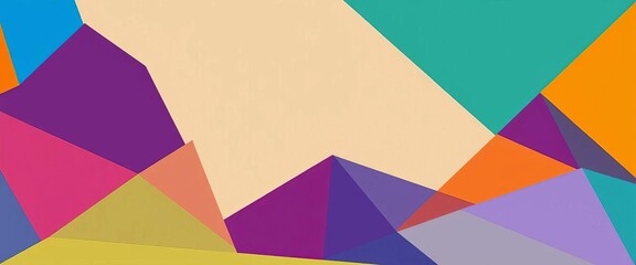 Obraz premium Abstract geometric banner, vibrant Bauhaus style shapes for website landing page, design element, abstract background