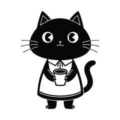 cat wearing a dress holding a coffee cup