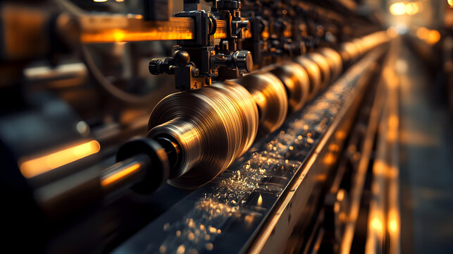 Metal machine tool working on factory product