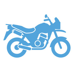 Obraz premium Blue silhouette vector illustration of a modern adventure motorcycle on white background