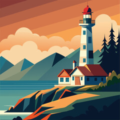 flat vector lighthouse  flat vector (1).eps
