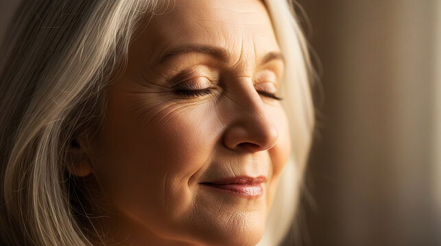 Peaceful Senior Woman Contemplating