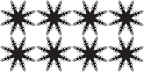 Repeating Black Floral Pattern with Intricate Petal Designs.
