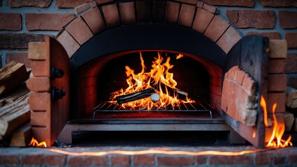 Obraz premium Perfectly heated wood oven ready for dough placement