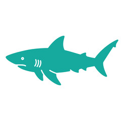 Obraz premium Simple teal silhouette of a shark swimming isolated on a white background design
