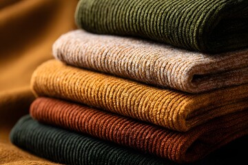 Textured fabrics showcase autumn fashion trends and colors Generative AI