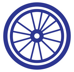 Fototapeta premium Vector illustration of a blue wagon wheel graphic isolated on a white background design