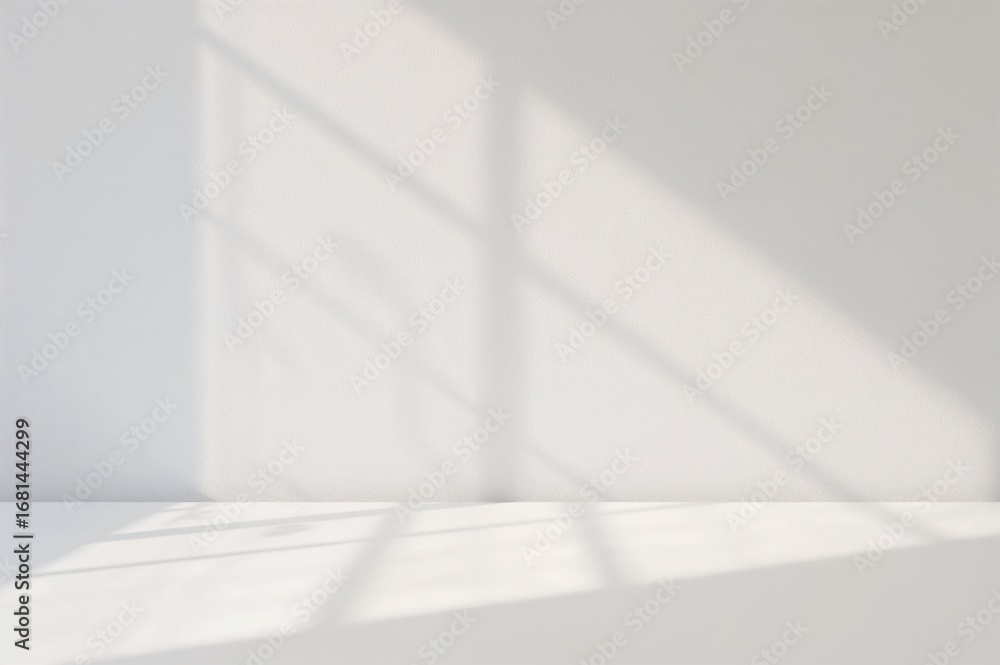 Poster soft warm light backdrop with white fabric surface and shadow play. minimalist studio setting with a