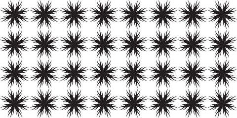Abstract Black and White Pattern of Repeating Star-Like Shapes.