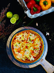 Crab stick cheese pizza with melted mozzarella, savory and delicious.