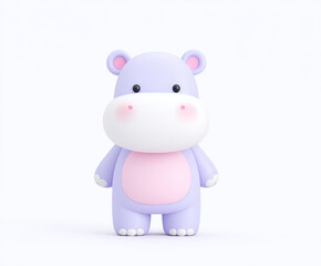 Naklejka premium A purple cartoon hippopotamus