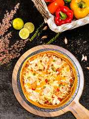 Crab stick cheese pizza with melted mozzarella, savory and delicious.