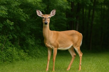 Fototapeta premium Young deer by the woodland's edge