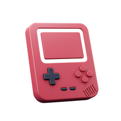 Vibrant three-dimensional illustration of a retro-inspired portable gaming device, evoking nostalgic entertainment and digital fun