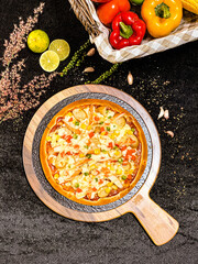 Crab stick cheese pizza with melted mozzarella, savory and delicious.