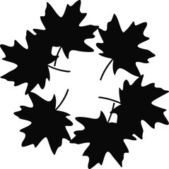Silhouette of Multiple Maple Leaves Arranged Vector, Maple Leaves Silhouette Vector, Multiple Maple Leaf Arrangement, Autumn Leaves Silhouette Vector