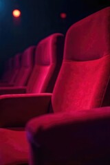 Obraz premium Luxurious Plush Velvet Theater Seat in Soft Light Relaxation and Comfort