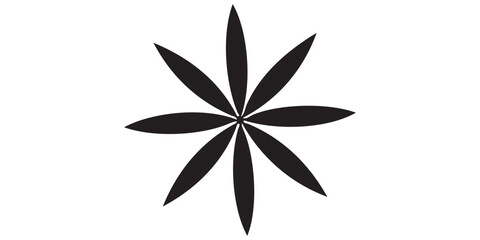 Simple Black Star-Shaped Floral Design.