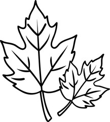 Outlined Oak and Maple Leaves in Doodle Sketch Style Vector, Oak Leaves Doodle Sketch Vector, Maple Leaves Doodle Sketch Vector, Autumn Leaves Hand Drawn Vector