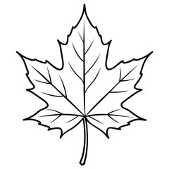 Elegant Contour Line Drawing of Maple Leaf Minimalist Vector, Maple Leaf Contour Line, Minimalist Maple Leaf Vector, Elegant Maple Leaf Illustration