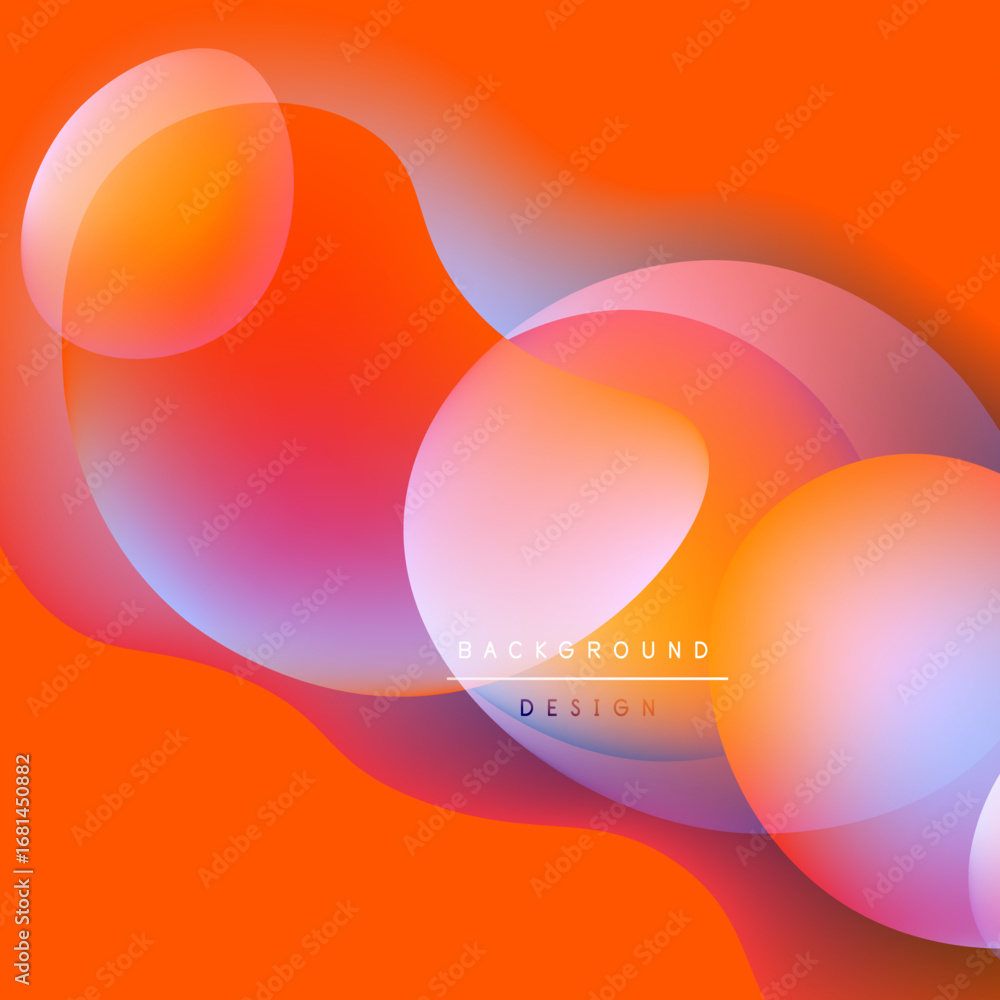 Poster abstract vibrant shapes overlap, creating warm color gradients. orange dominates, blending into pink