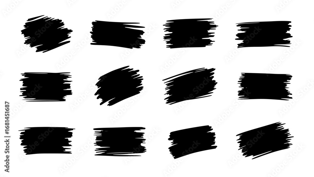 Aufkleber abstract black ink brush strokes on a clean surface, perfect for adding dynamic texture to your proj