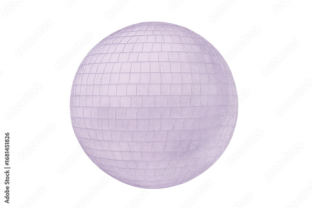 Poster purple disco ball rotating, casting colorful reflections against transparent backdrop, generating dy