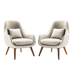 Luxurious Stylish Modern Armchairs Duo Element Set Isolated