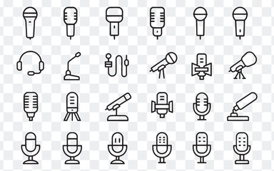 Line Art Microphone Icon collection set