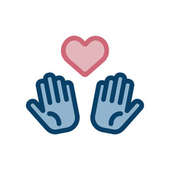 手とハートのアイコンイラスト