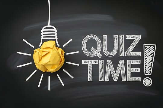 Illuminating idea bulb with quiz time text on a chalkboard symbolizing knowledge and engagement