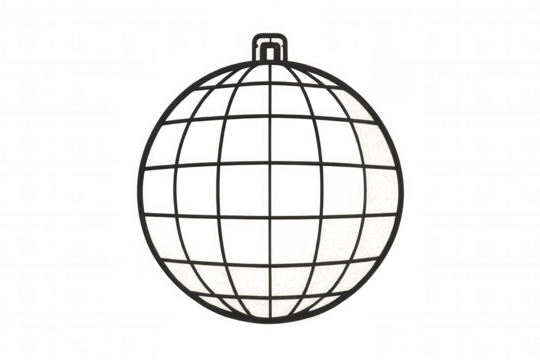 Wireframe disco ball rotating against transparent backdrop, generating dynamic party lighting effect for festive event graphics