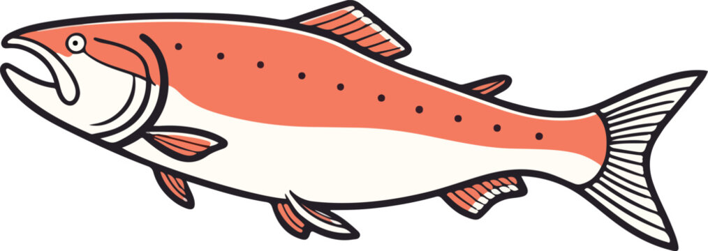 Vector illustration of different types of salmon fish species in an aquatic wildlife environment